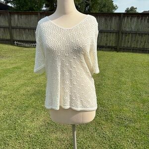 Dressbarn off white crochet short sleeve top in extra large XL GUC
